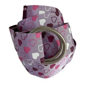 Heart Print Fabric D-Ring Belt Pink Purple Adjustable Women’s Y2K Kawaii
